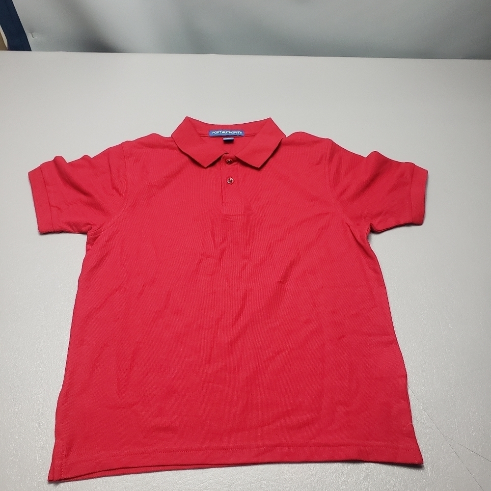port authority boys size medium red polo collar short sleeve shirt